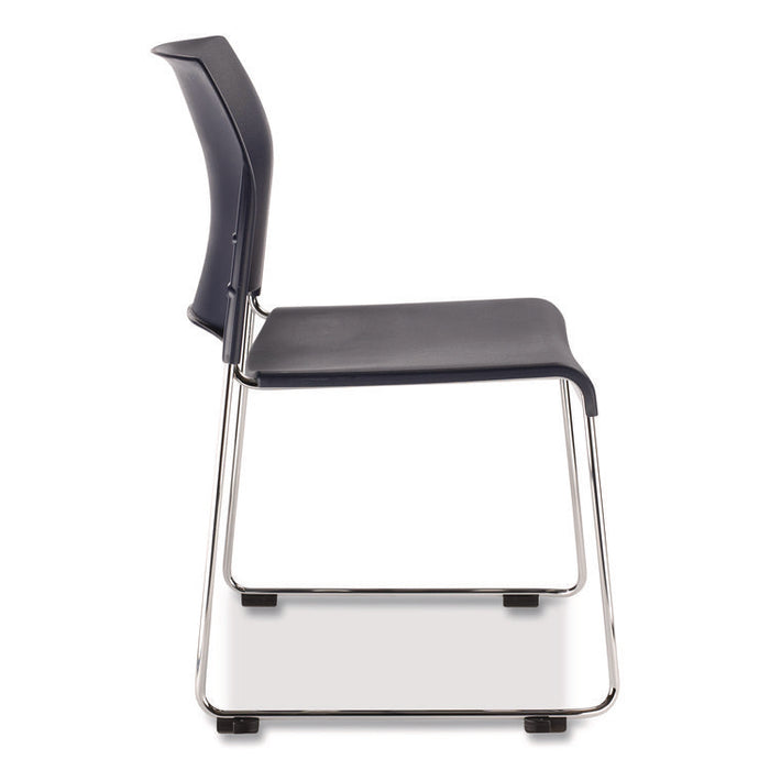 8800 Series Cafetorium Plastic Stack Chair, Supports Up to 500 lb, 18" Seat Height, Blue Seat/Back, Chrome Base, 4/Carton
