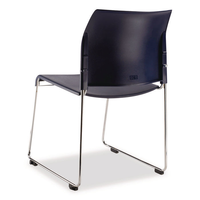 8800 Series Cafetorium Plastic Stack Chair, Supports Up to 500 lb, 18" Seat Height, Blue Seat/Back, Chrome Base, 4/Carton