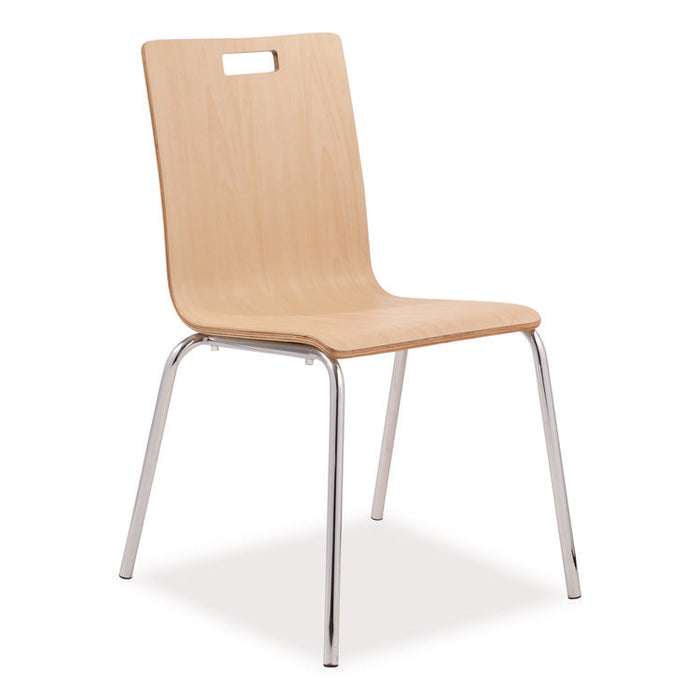 Bushwick Series Bentwood Chair, Supports Up to 500 lb, 18" Seat Height, Natural Seat, Natural Back, Chrome Base, 4/Carton