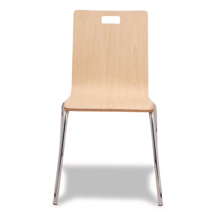 Bushwick Series Bentwood Chair, Supports Up to 500 lb, 18" Seat Height, Natural Seat, Natural Back, Chrome Base, 4/Carton