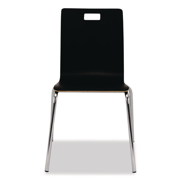 Bushwick Series Bentwood Chair, Supports Up to 500 lb, 18" Seat Height, Black Seat, Black Back, Chrome Base, 4/Carton