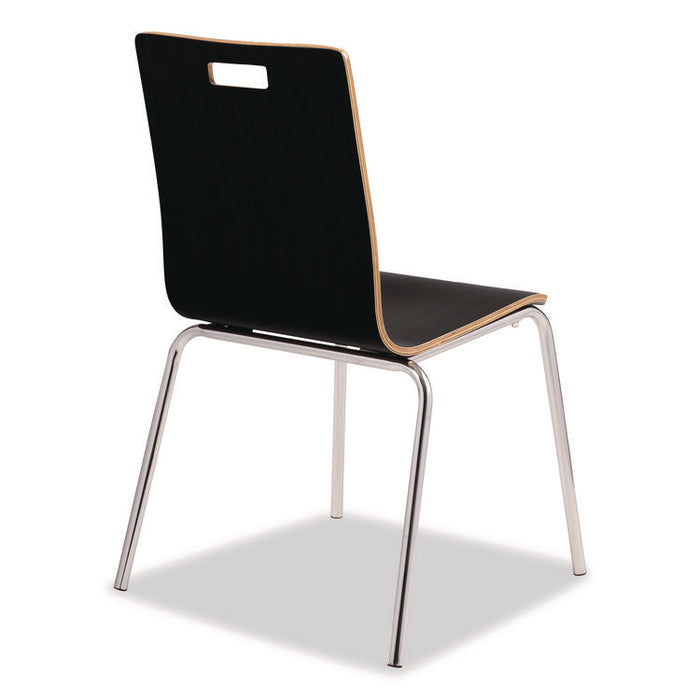 Bushwick Series Bentwood Chair, Supports Up to 500 lb, 18" Seat Height, Black Seat, Black Back, Chrome Base, 4/Carton