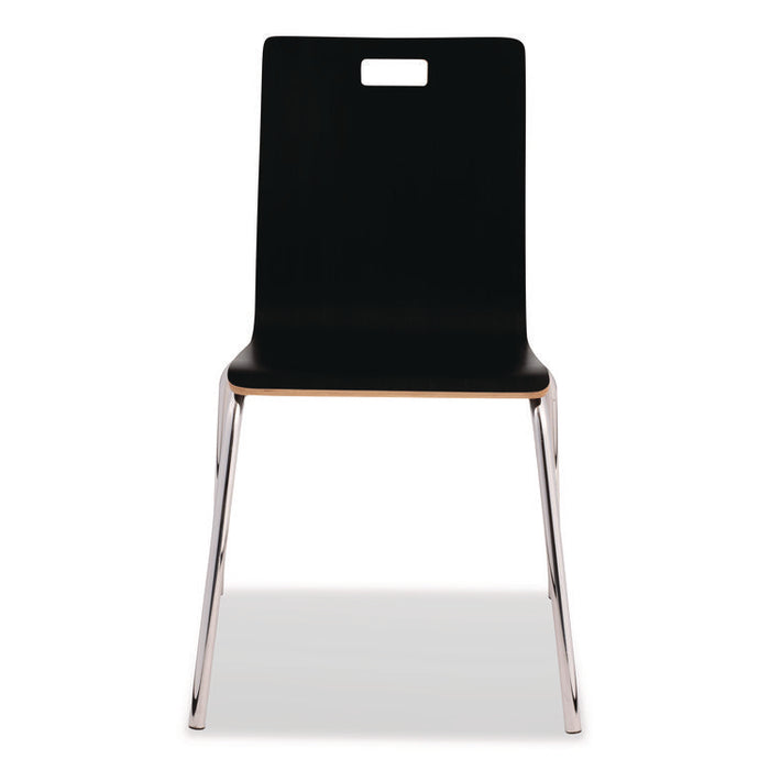 Bushwick Series Bentwood Chair, Supports Up to 500 lb, 18" Seat Height, Black Seat, Black Back, Chrome Base, 4/Carton