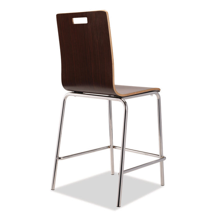 Bushwick Series Bentwood Stool, Counter Height, Supports Up to 500 lb, 24" Seat Height, Espresso Seat/Back, Chrome Base, 4/CT