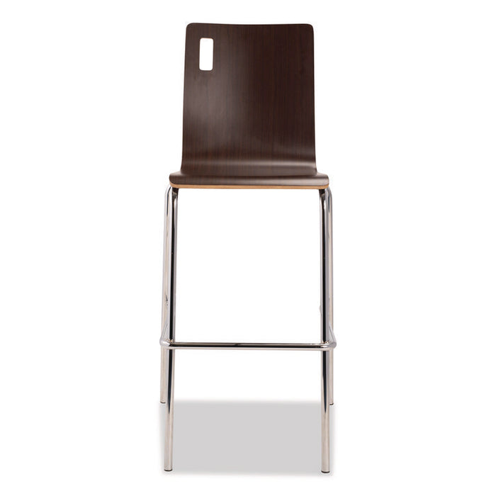 Bushwick Series Bentwood Stool, Supports Up to 500 lb, 30" Seat Height, Espresso Seat, Espresso Back, Chrome Base, 4/Carton