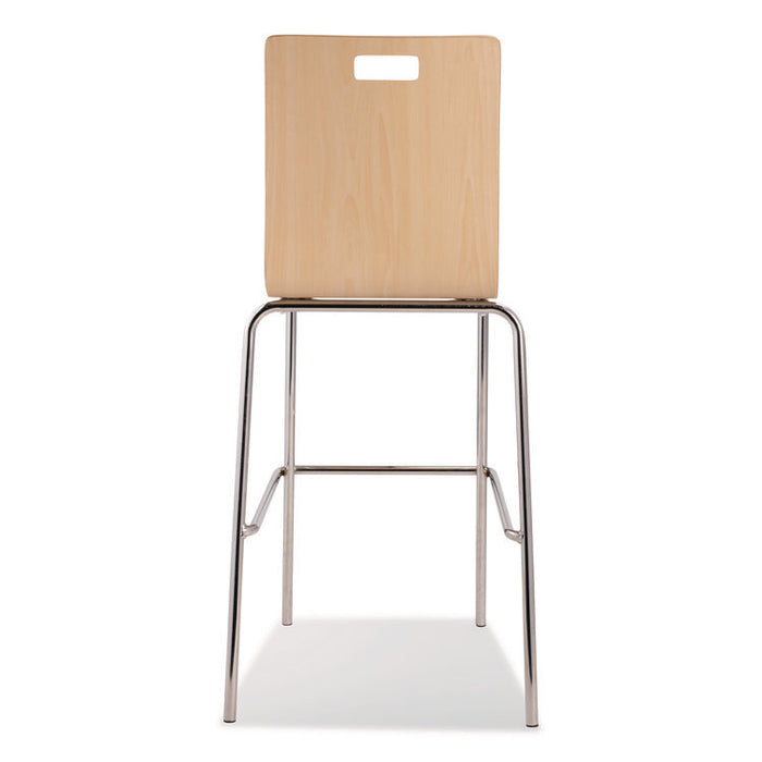 Bushwick Series Bentwood Stool, Supports Up to 500 lb, 30" Seat Height, Natural Seat, Natural Back, Chrome Base, 4/Carton
