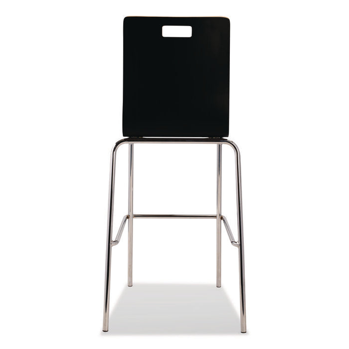 Bushwick Series Bentwood Stool, Supports Up to 500 lb, 30" Seat Height, Black Seat, Black Back, Chrome Base, 4/Carton