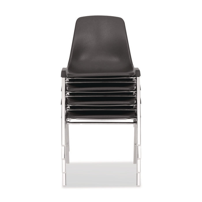 8100 Series Poly Shell Stacking Chair, Supports Up to 500 lb, 18" Seat Height, Black Seat, Black Back, Chrome Base, 4/Carton