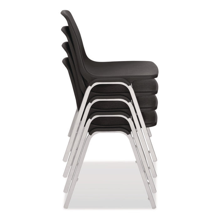 8100 Series Poly Shell Stacking Chair, Supports Up to 500 lb, 18" Seat Height, Black Seat, Black Back, Chrome Base, 4/Carton