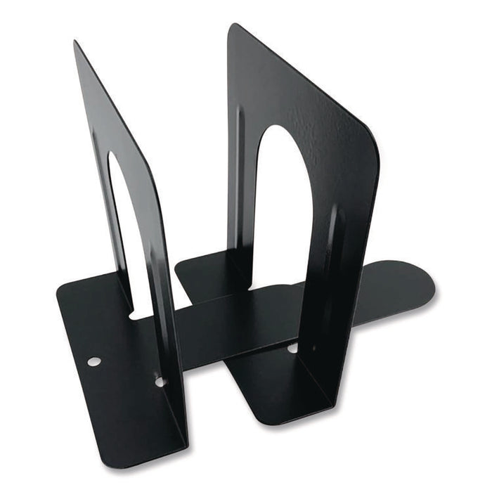 Steel Bookends, Contemporary Style, Nonskid Base, 6 x 8 x 9.25, Black, Pair
