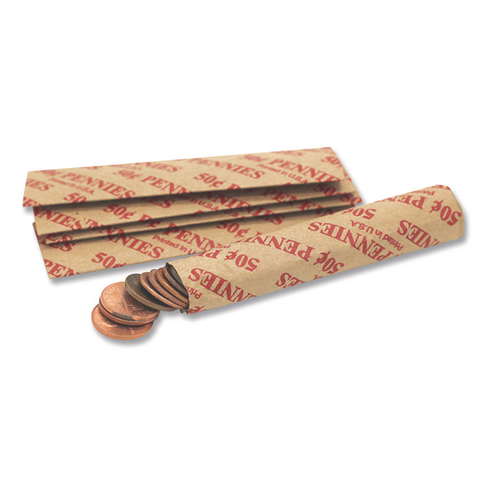 Flat Coin Wrappers, Pennies, Red, 1,000/Box