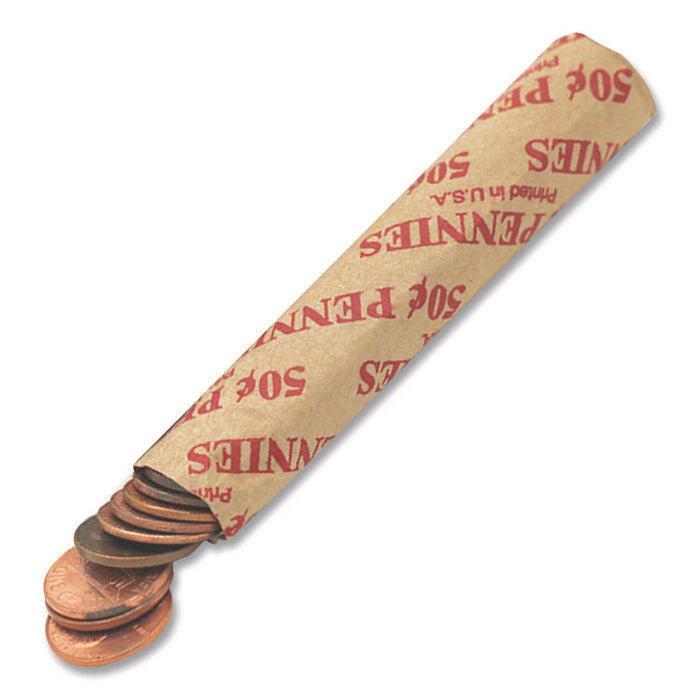 Flat Coin Wrappers, Pennies, Red, 1,000/Box