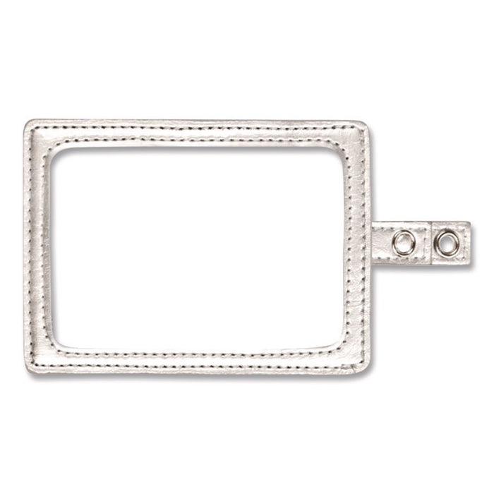 MyID Leather ID Badge Holder, Vertical/Horizontal, 2.5 x 4, Silver
