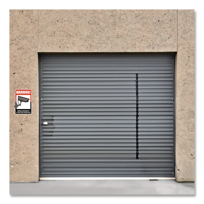 UV-Coated Preprinted Molded-Plastic Sign, 24-Hour Video Surveillance, 8 x 12, Black/Red/White