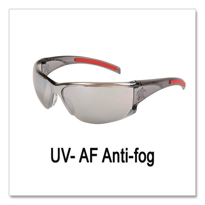 Hulk HK1 Series Safety Glasses, Smoke/Red Full Frame, Mirrored Silver Dual Lens