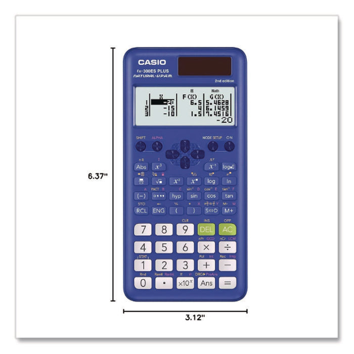 FX-300ES Plus 2nd Edition Scientific Calculator, 16-Digit LCD, Blue