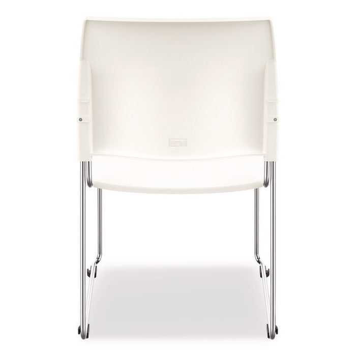 8800 Series Cafetorium Plastic Stack Chair, Supports Up to 500 lb, 18" Seat Height, White Seat/Back, Chrome Base, 4/Carton