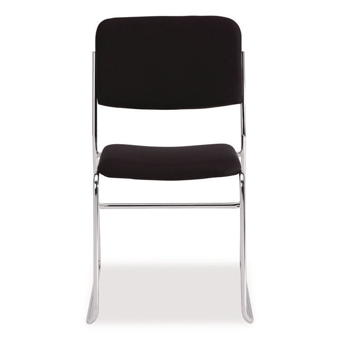 8600 Series Fabric Padded Signature Stack Chair, Supports Up to 500 lb, 19" Seat Ht, Black Seat/Back, Chrome Base, 2/Pack