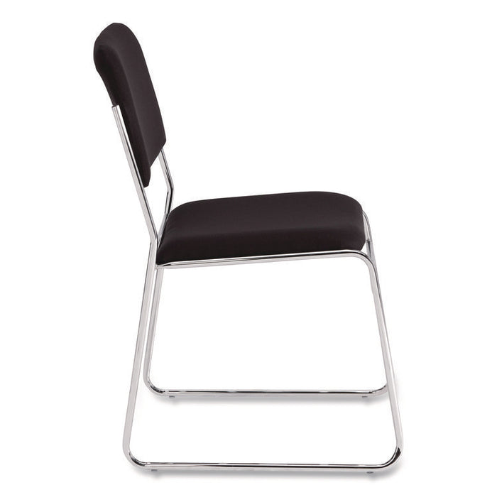8600 Series Fabric Padded Signature Stack Chair, Supports Up to 500 lb, 19" Seat Ht, Black Seat/Back, Chrome Base, 2/Pack