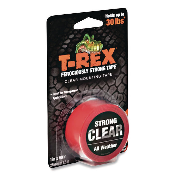 Strong Mounting Tape, Permanent, Holds Up to 0.5 lb/1 sq in, 1" x 60", Clear