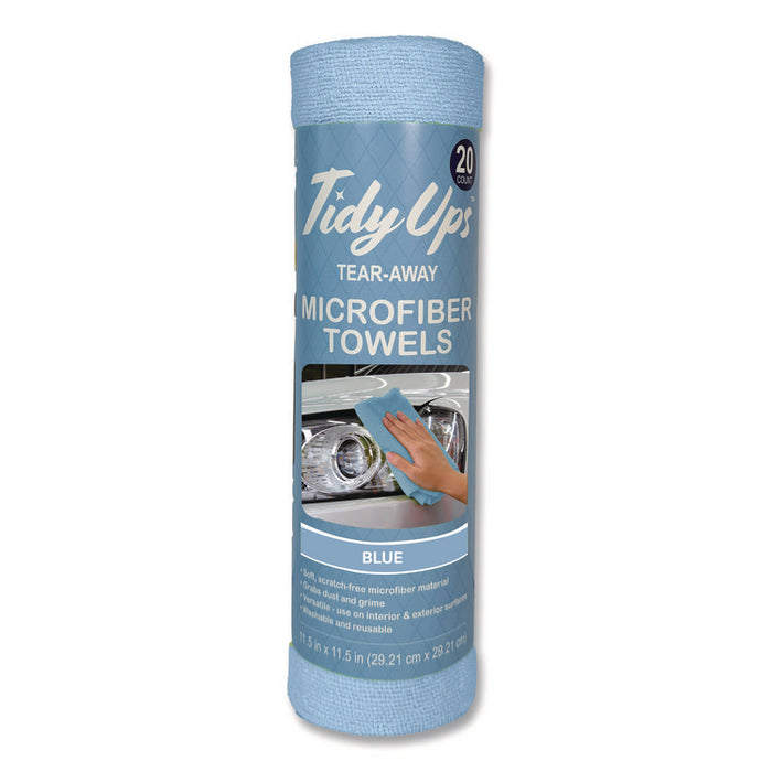 Microfiber Towel Roll, 11.5 x 11.5, Blue, 20 Towels/Roll