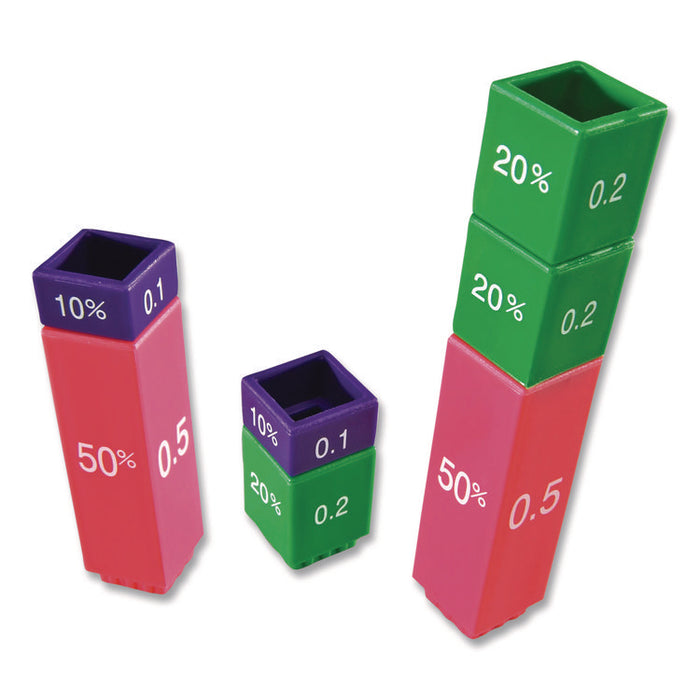 Fraction Tower Equivalency Cubes, Nine Sizes, Grades 1 to 4, 51 Pieces
