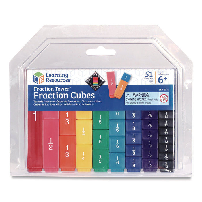 Fraction Tower Fraction Cubes, Grades 1 to 4, 51 Pieces