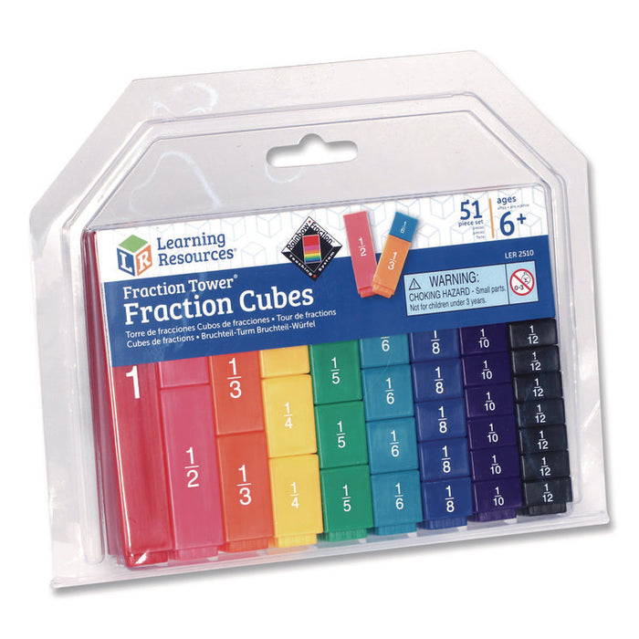 Fraction Tower Fraction Cubes, Grades 1 to 4, 51 Pieces