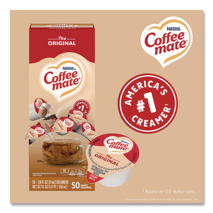 Liquid Coffee Creamer, Original, 0.38 oz Mini Cups, 50/Box
