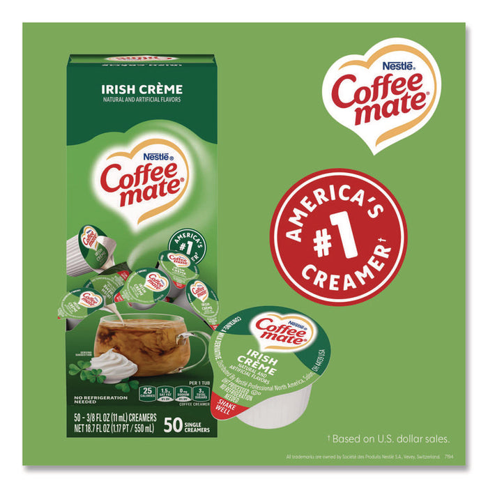 Liquid Coffee Creamer, Irish Cream, 0.38 oz Mini Cups, 50/Box