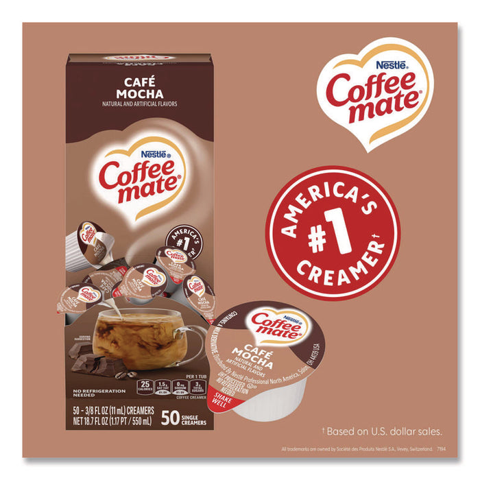 Liquid Coffee Creamer, Cafe Mocha, 0.38 oz Mini Cups, 50/Box