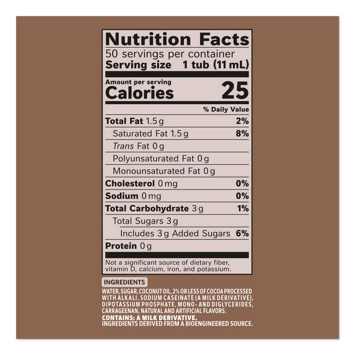 Liquid Coffee Creamer, Cafe Mocha, 0.38 oz Mini Cups, 50/Box