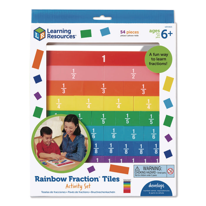 Rainbow Fraction Tiles with Tray, Grades 1 to 3, 54 Pieces