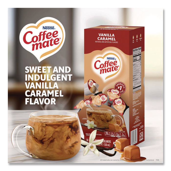 Liquid Coffee Creamer, Vanilla Caramel, 0.38 oz Mini Cups, 50/Box