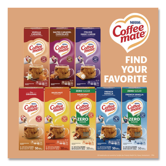 Liquid Coffee Creamer, Vanilla Caramel, 0.38 oz Mini Cups, 50/Box