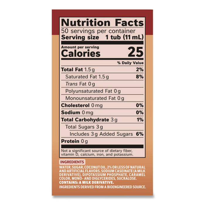 Liquid Coffee Creamer, Vanilla Caramel, 0.38 oz Mini Cups, 50/Box