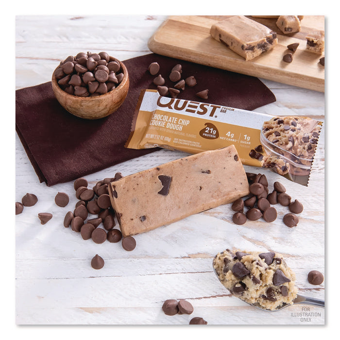 Protein Bars, Chocolate Chip Cookie Dough, 2.12 oz Bar, 12 Bars/Box