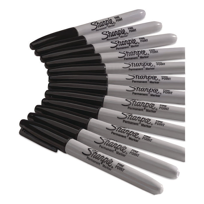 Fine Tip Permanent Marker, Fine Bullet Tip, Black, 24/Pack