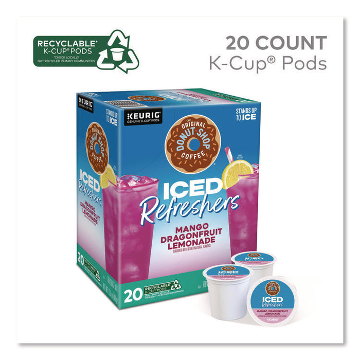 ICED Refreshers K-Cup Pods, Mango Dragonfruit Lemonade, 20/Box, 4 Boxes/Carton