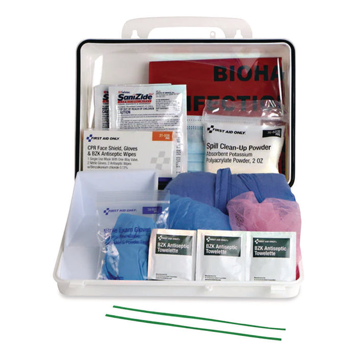 Bloodborne Pathogen Spill Clean Up Kit with CPR Pack, 31 Pieces, Plastic Case