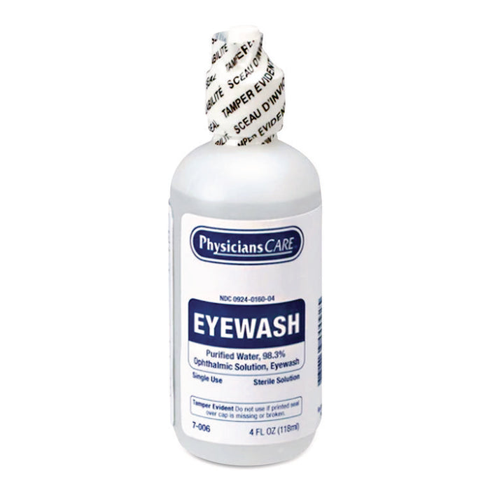 First Aid Refill Components Disposable Eye Wash, 4 oz Bottle