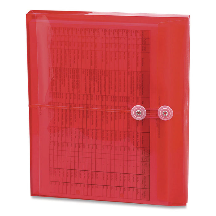 Poly String and Button Interoffice Envelopes, Open-Side (Horizontal), 9.75 x 11.63, Transparent Red, 5/Pack
