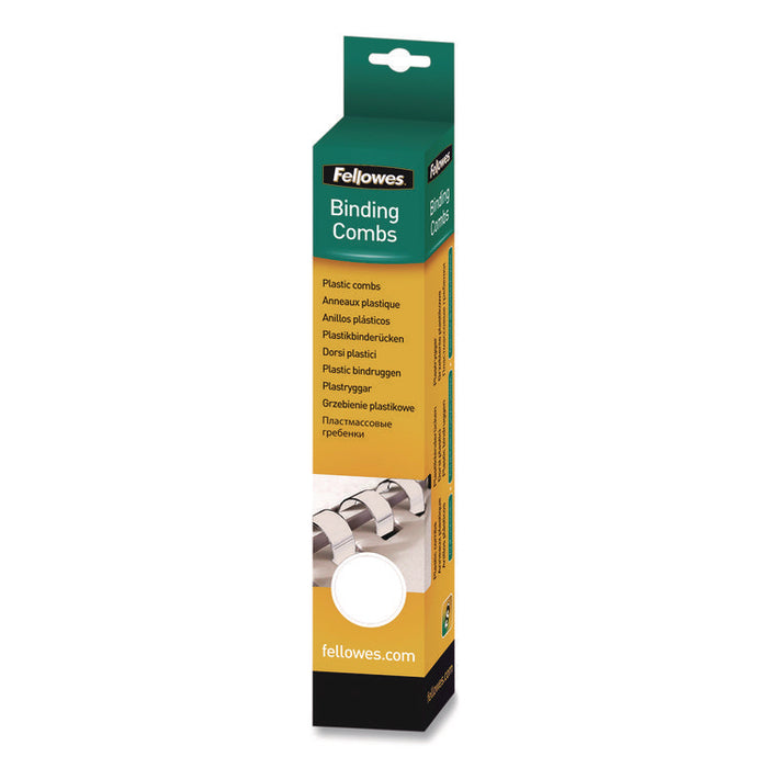 Plastic Comb Bindings for 11 x 8.5 Documents, 19 Rings, 0.25" (20-Sheet) Capacity, White, 100/Pack