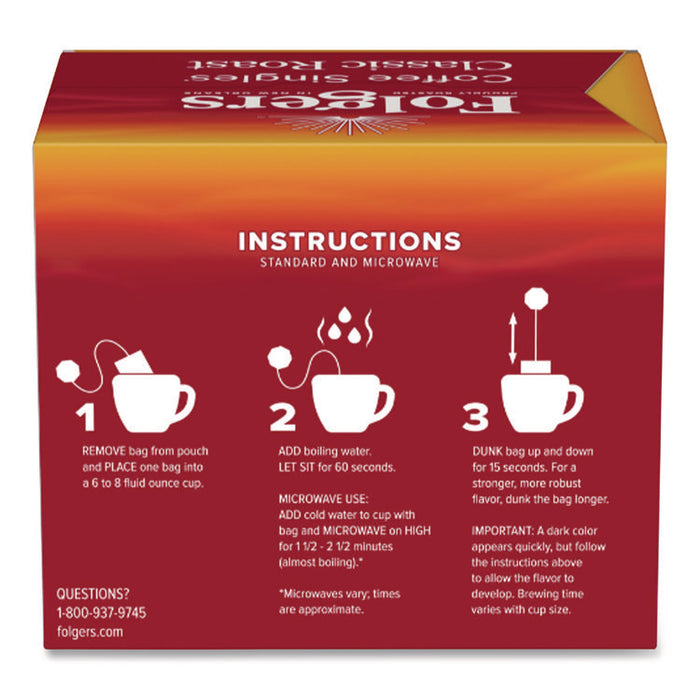 Coffee Singles, Classic Roast, 0.16 oz Single-Serve Bag, 19/Pack