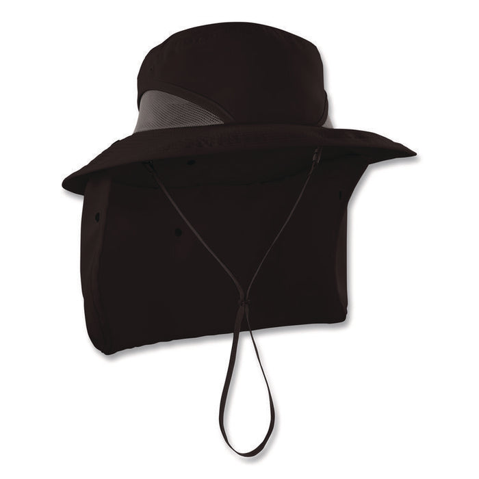 Chill-Its 8934 Ranger Hat with Neck Shade, Microfiber/Polyester, Large/X-Large, Black