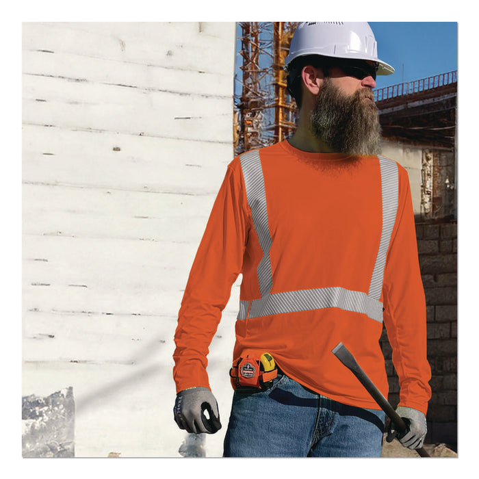 Chill-Its 6688 Type R Class 2 Cooling Hi-Vis Sun Shirt with UV Protection, Large, Orange