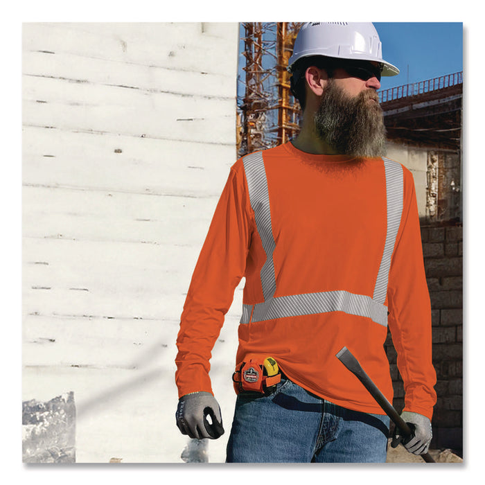 Chill-Its 6688 Type R Class 2 Cooling Hi-Vis Sun Shirt with UV Protection, 2X-Large, Orange