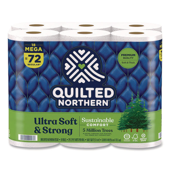 Ultra Soft and Strong Bathroom Tissue, Mega Rolls, Septic Safe, 2-Ply, White, 328 Sheets/Roll, 18 Rolls/Carton
