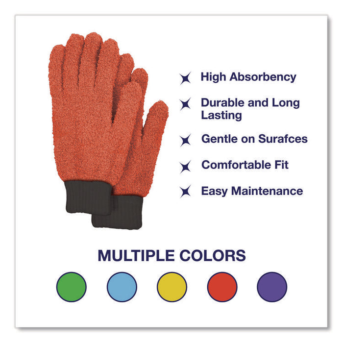 Microfiber Dusting Gloves and Mitts, Coral with Black Cuffs, 2 Gloves, 2 Mitts