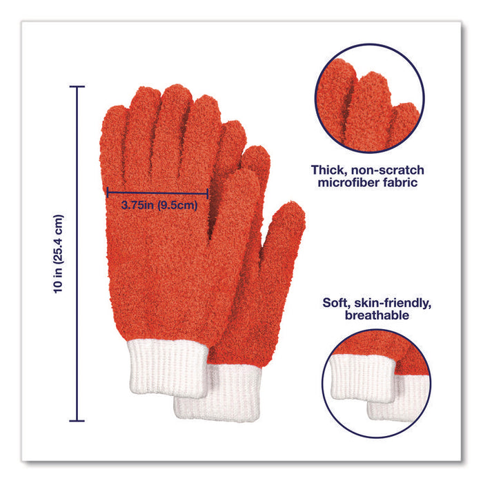Microfiber Dusting Gloves, Coral with White Cuffs, 2 Gloves